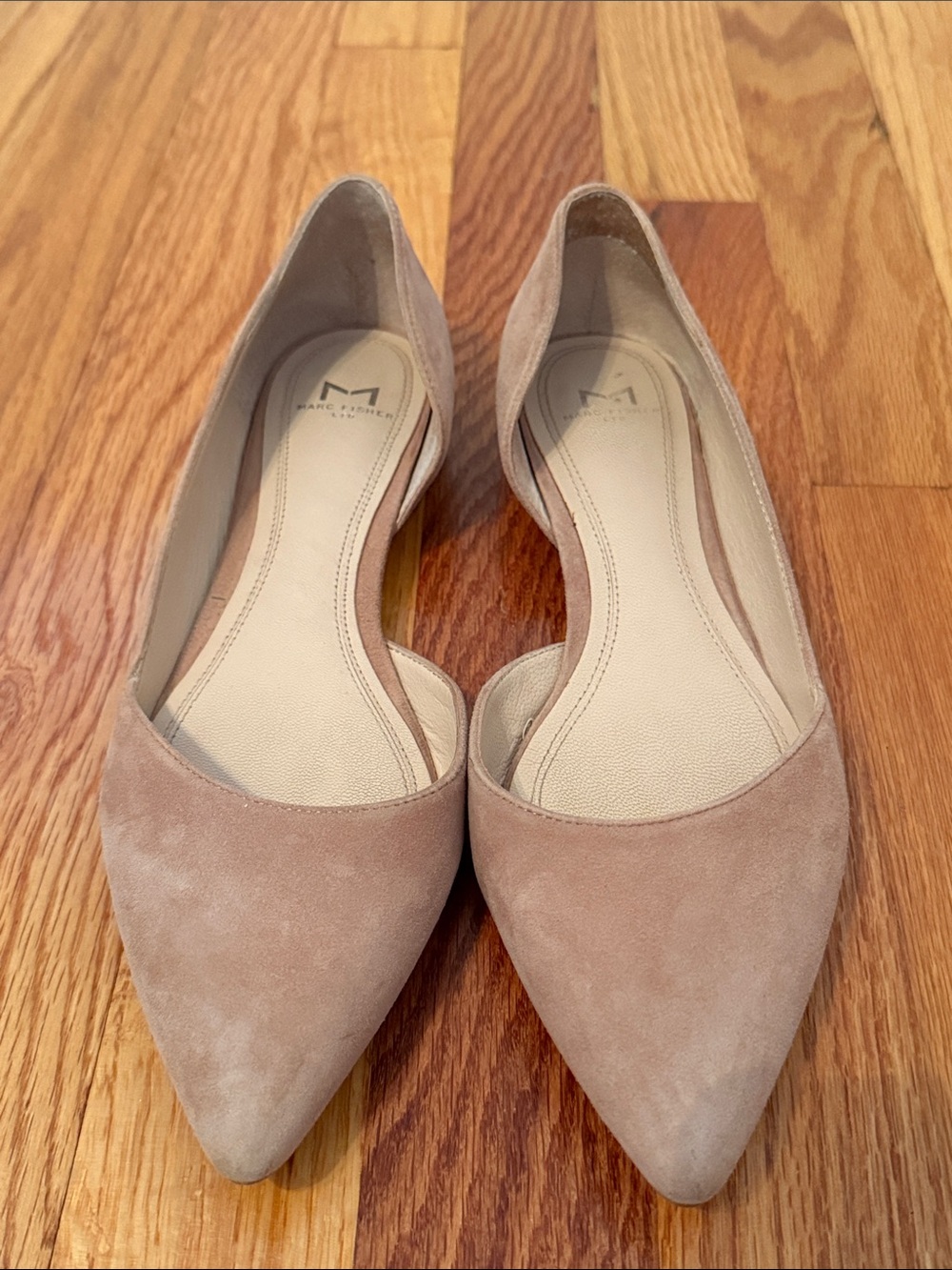 Marc Fisher Blush/Taupe Suede Pointed D'Orsay Flats